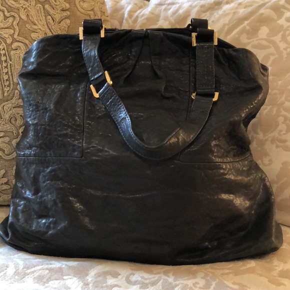 Tory Burch large black leather tote w/ dust bag - Picture 3 of 16